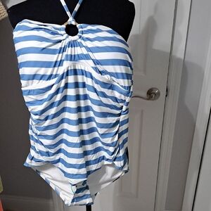 Michael Kors Blue and White One Piece Swimsuit